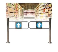 Puerta oscilante de cierre automático para supermercados y bibliotecas, entrada universal de seguridad de metal abierta a 90°, puerta de acero inoxidable unidireccional (170 x 100 cm), solución de