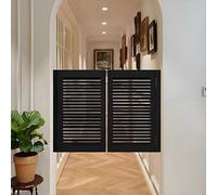 Puerta oscilante de madera de estilo occidental de 35,5 pulgadas, puerta de café de madera maciza, doble columpio, para cocinas, bares, cafeterías, pasillos, color negro, 68 x 90 cm, solución de