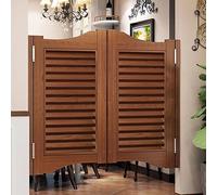 Puerta oscilante de madera maciza con cierre automático, 75 cm, color marrón, ideal para entradas de cocina, bar, pub, elegante, funcional, fácil de instalar, con bisagras