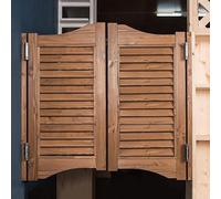 Puerta oscilante de madera maciza con cierre automático, diseño retro de rejilla para partición de barra de cocina