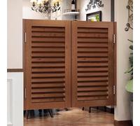 Puerta Oscilante de Madera Maciza De Café, Puerta Doble batientes Interior, Puerta de Media Cintura for entrada, cocina, oficina, estilo rústico, Partición de Valla, con Louvered(Marrón,128 * 90cm)