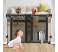 Puerta para bebé, Puerta de Escalera sin Barra Inferior, Puertas Ajustables para Perros para Interiores, Puertas de Escalera de bebé para Perros, Puerta de Seguridad Abierta de Dos vías con Puerta de
