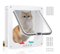 Puerta para Gato con Cierre magnético de 4 vías,ABS Acrílico Gateras para Gatitos,Puerta Gato,Puerta para Mascotas para Gatos y Perros pequeños,gatera Puerta Perros Interior y Exterior(L)