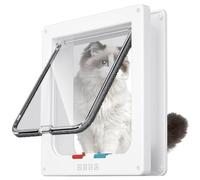 Puerta para Gato con Cierre Magnético de 4 Vías,Acrílico Gateras Mascotas,Gatera para Mascotas Pequeño,Puerta para Mascotas para Gatos y Perros Pequeños,Interior y Exterior (Blanco XL2)
