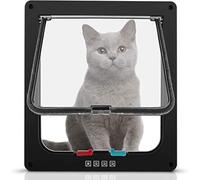 Puerta para Gato con Cierre magnético de 4 vías, Puerta para Mascotas para Gatos y Perros pequeños, Puerta para Gatos con túnel Negro 20 x 22 x 5.5 cm
