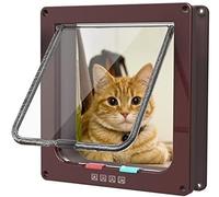 Puerta para Gatos clásica, 4 Opciones de Cierre Manual M-19 * 20 * 5.5cm Marrón