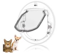 Puerta para Gatos con Cierre de 4 Vías Transparente 30cm, Gatera sin Túnel para Ventana de Vidrio y Puerta Corredera, Accesorios para Mascotas Pequeñas de hasta 6kg con Bloqueo de Entrada/Salida