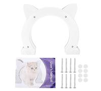 Puerta Para Gatos,DiseñO Sin Barreras, Interior Con Forma De Cabeza De Gato, Puerta De PláStico Para Paso De Gato Con PatróN De Hueso De Pez Puerta Para Mascotas (8,9 X 10,4 X 2,2 Pulgadas)(Blanco)