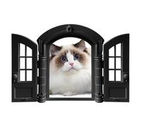 Puerta para gatos para paso a prueba de fugas, para razas pequeñas | Con paneles dobles, estilo francés, puerta de gato exterior, 24 x 27,5 x 7,2 cm para puerta interior, puerta de dormitorio