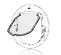 Puerta para Gatos, Puertas con Solapa Gato Bloqueo de 4Vías Plástico ABS Mascota Ventana Vidrio Cerradura Redonda Transparente Pantalla corredera Microchip Mscotas Perros Pequeños Cachorros