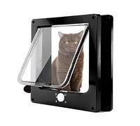 Puerta para Gatos y Perros, Gateras con Cierre Magnético de 4 Vías y Túnel Fácil Instalación (Negro, M)