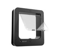 Puerta para mascotas, sistema de solapa activada para gatos, entrada inteligente de bloqueo de 4 vías con collares de sensor de control remoto, barrera de acceso seguro, ideal para interiores y