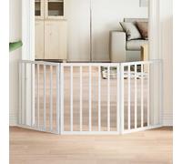 vidaXL Puerta para Perros Plegable 3 Paneles Madera álamo Blanca 150cm