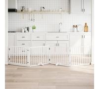 vidaXL Puerta para Perros Plegable 4 Paneles Madera álamo Blanca 320cm