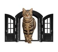 Puerta para Ventana De Gato Estilo Francés - ABS Duradero 24x27,5x7,2 Cm Doble Panel Mascotas Medianas - Puerta De Prevención Ďe Escape Đe Mascotas D́e Fácil Instalación para Dormitorio, Garaje,