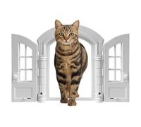 Puerta para Ventana De Gato Estilo Francés - ABS Duradero 24x27,5x7,2 Cm Doble Panel Mascotas Medianas - Puerta De Prevención Ďe Escape Đe Mascotas D́e Fácil Instalación para Dormitorio, Garaje,