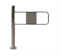 Puerta peatonal Manual de Acero Inoxidable, con Apertura a 90°, Sistema de Retorno automático y accionamiento Manual. Es Apta para el Mercado y está diseñada para facilitar el Paso y garanti