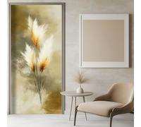 Puerta Pegatina 77x200 cm - Naturaleza Hierba De La Pampa, Puerta PVC Adhesivo Fotográfico Vinilos Puertas Pegatina Pared Murales Amarillo Claro para Cocina Sala de Baño Decorativos