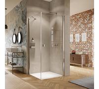 Puerta pivotante HÜPPE Solva, parcialmente enmarcada, fijación a la derecha, anchura 800mm, alto 2000mm, S20201092381, Cabinas de ducha: Color de perfil plata cristal de alto brillo ESG cristal de esp