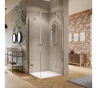 Puerta pivotante HÜPPE Solva, segmento fijo, parcialmente enmarcado, fijo a la izquierda, ancho 800mm, alto 2000mm, S21301092315, Cabinas de ducha: Color del perfil plata brillo intenso Vidrio ESG San