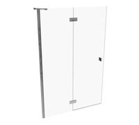 Puerta pivotante HÜPPE SolvaPro parcialmente enmarcada, 4 esquinas, con segmento fijo, a medida, An 120,1-150cm, Al 120-200cm, 7T0382092322, Cabinas de ducha: Color de perfil plata alto brillo ESG cle