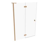 Puerta pivotante HÜPPE SolvaPro parcialmente enmarcada, 4 esquinas, con segmento fijo, a medida, An 120,1-150cm, Al 120-200cm, 7T038255D321, Cabinas de ducha: Color del perfil bronce Vidrio ESG transp