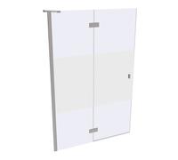 Puerta pivotante HÜPPE SolvaPro parcialmente enmarcada, 4 esquinas, con segmento fijo, a medida, An 120,1-150cm, Al 120-200cm, 7T038255G375, Cabinas de ducha: Profilfarbe acero inoxidable óptico Glas 