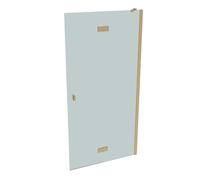 Puerta pivotante HÜPPE SolvaPro parcialmente enmarcada, 4 esquinas, con segmento fijo, fijación a la derecha, anchura: 1000mm, 7T040355H315, Cabinas de ducha: Perfil color latón Vidrio ESG Sand Plus
