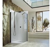 Puerta pivotante HÜPPE SolvaPro parcialmente enmarcada, cuadrada, montaje en el lado izquierdo, anchura: 900mm, 7T0102182321, Cabinas de ducha: Color del perfil Edición en blanco Cristal ESG transpare