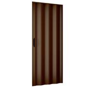 Puerta plegable 83 x 214 cm modelo extra estándar de PVC color nogal con cierre reversible ajustable tanto en altura como en longitud