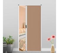 Puerta Plegable Acordeon 60 65 70 75 80 85 90 CM Ancho,Puertas Plegable Sin Perforaciones Con Marco Y Tirador,Tamaño Personalizado,para Puerta de Cocina o Dormitorio 145×210cm Marrón