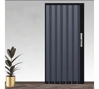 puerta plegable acordeon Puerta Concertina Plegable Negra De Aluminio, H 180 190 200 210 220 230 240 Cm, Puerta Divisoria Plegable Para Habitaciones Pequeñas/Cocinas/Baños(165x200cm)