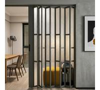Puerta Plegable Acordeon Puerta Plegable con Marco de Aluminio Negro, Panel de Acrílico Esmerilado para Privacidad, Puerta Interior que Ahorra Espacio para Baño y Cocina(68x80in (172.5x203cm))