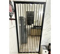 Puerta Plegable Acordeon Puerta Plegable Tipo Acordeón Negra con Paneles de Acrílico Transparente, Divisor de Ambientes Retráctil que Ahorra Espacio, Puerta Divisoria(47x80in(119.4x203cm))