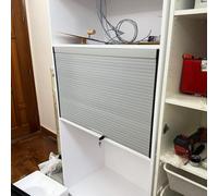 Puerta Plegable Acordeon Puerta Tambour Gris con Cerradura y Llave, Puerta Enrollable para Armarios de Baño, Armarios y Unidades de Almacenamiento(69x86cm(27x34in))