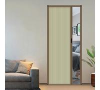 Puerta Plegable Blanca sin perforar con Marco de Metal y Panel no Tejido, puerta corredera retráctil para puerta interior, Puerta Plegable Tabiques de Las Puertas Plegables, impermeable, 125×203cm