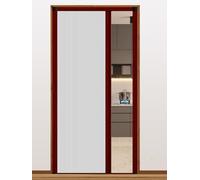 Puerta plegable con marco de madera roja y panel no tejido, tamaño personalizado, manija de dos caras y cerradura para divisor de cocina y dormitorio