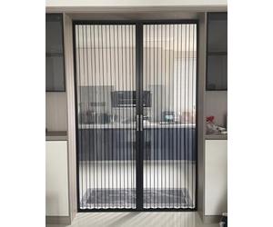 Puerta plegable Concertina con vidrio acrílico transparente y cerradura, puerta deslizante retráctil resistente para grandes aberturas, instalación sin taladros