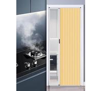 Puerta plegable corrediza con marco de aluminio y panel no tejido, instalación sin taladrar y cerradura de doble manija para divisor de habitación en cocina, dormitorio, entrada