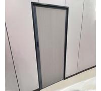 Puerta plegable de acordeón con marco de aluminio gris con cortina no tejida de 20 x 80 pulgadas, divisor de habitación y puerta de armario, puerta interior retráctil para dormitorios y puertas