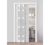 Puerta plegable de acordeón de PVC acrílico esmerilado, cierre magnético para una fácil instalación, ideal para armarios, armarios y tabiques de cocina