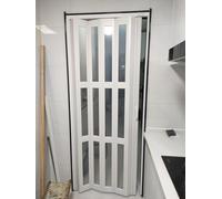 Puerta plegable de acordeón de PVC con paneles de cristal, separador de habitación deslizante que ahorra espacio para baño y cocina