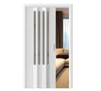 Puerta plegable de acordeón de PVC de plástico, impermeable, insonorizada, retráctil, solución deslizante para ducha interior y puertas grandes