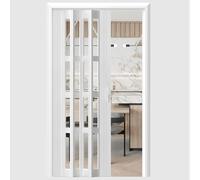 Puerta plegable de acordeón de PVC para interior, corredera de acrílico esmerilado para cocina, sala de estar, privacidad