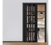 Puerta plegable de acordeón de PVC retráctil con ventanas acrílicas, divisor de habitación que ahorra espacio para una mayor privacidad en los pasillos