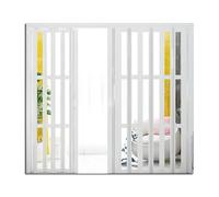Puerta plegable de acordeón doble interior, puerta corredera múltiple para armario, cocina, baño y vestidor, incluye herrajes de rodillo (65 x 70 pulgadas)