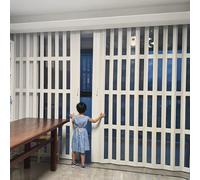 Puerta plegable de acordeón, plástico moderno con panel acrílico transparente, puertas dobles con efecto de roble para cocina abierta en interiores