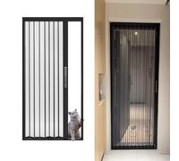 Puerta plegable de acordeón retráctil, marco de metal sin taladrar y malla, sistema de riel deslizante para sala de estar y patio