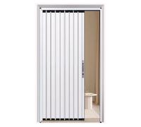 Puerta Plegable De Aleación De Aluminio Blanca Con Manilla, Puerta Divisoria Corredera Interior Sin Guía Inferior, Para Hueco De Escalera/entrada/armario/balcón(White-B,60x180cm)