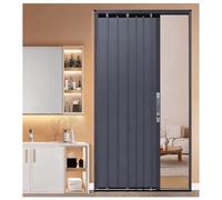 Puerta Plegable De Aluminio Negro, Puerta Corredera Divisoria De Privacidad Con Manilla Y Cerradura, Ignífuga Y Resistente A La Humedad, Para Huecos De Escalera(Black,100x190cm)